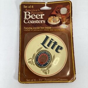 Vintage Miller Lite Beer Cork Bar Coasters Advertising